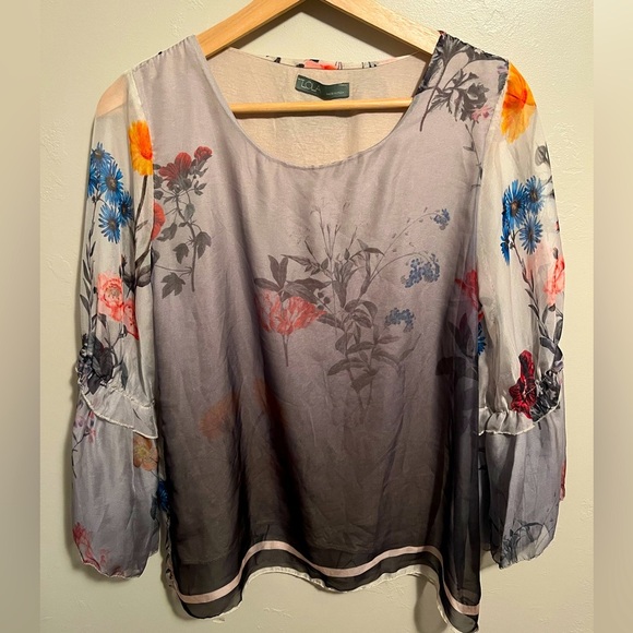 Lola Women's Long Sleeve Floral Blouse Made in Italy - Picture 1 of 12